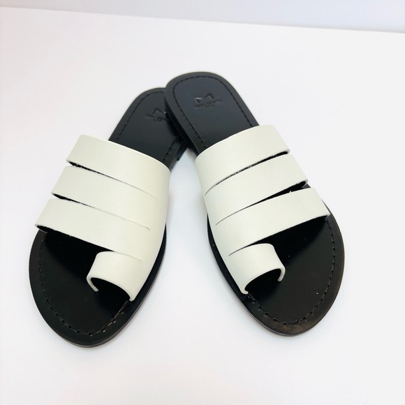 Marc Fisher LTD Rilee Strappy Flat Slide Leather Sandal White Size 6.5 NEW - Picture 2 of 10